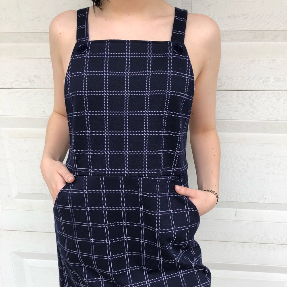 Grid print apron dress